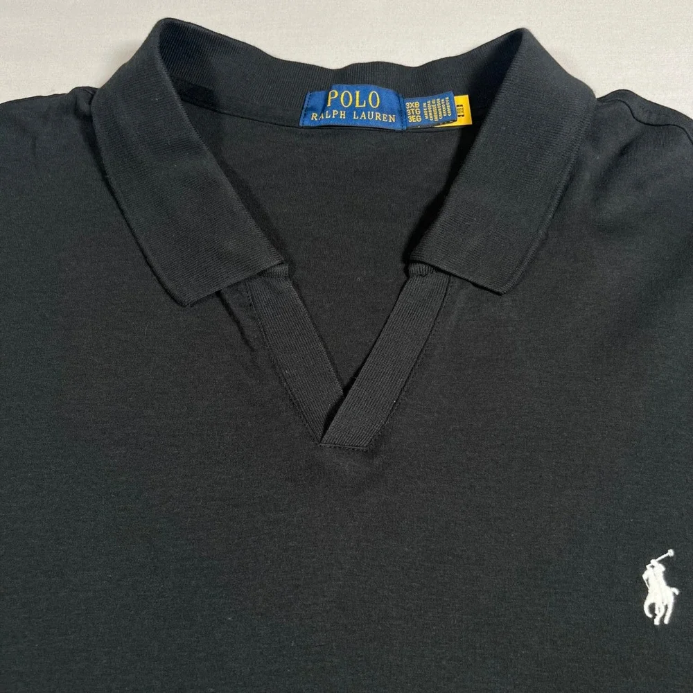 Polo Ralph Lauren Mens Black Johnny Collar Polo Shirt 3XB Big & Tall